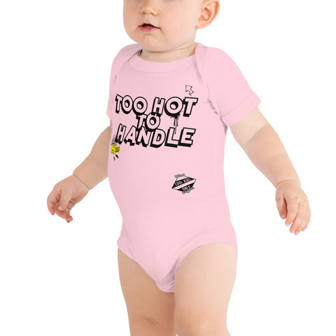 GAZ  "too hot to handle" pink Baby short sleeve one piece